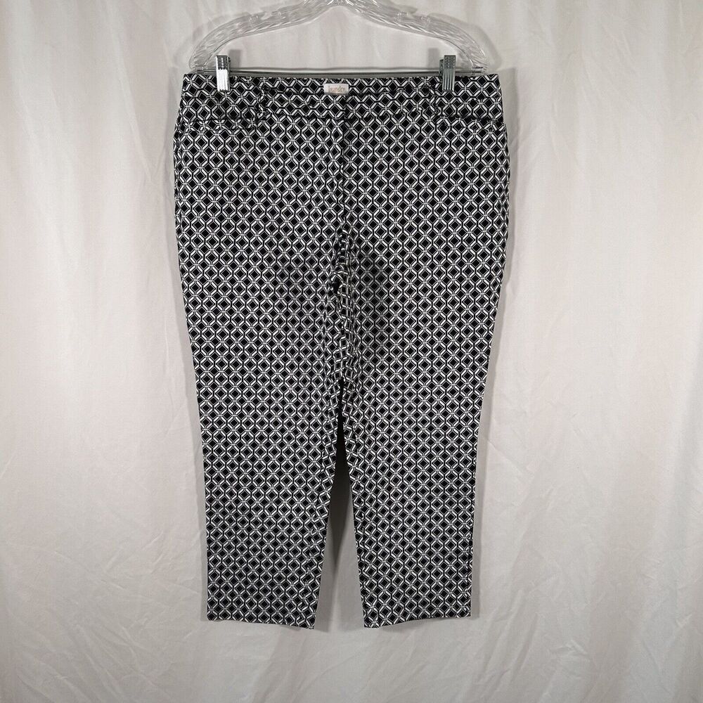 laundry Shelli Segal Dress Pants Women's 14 Black White Print Button Zip